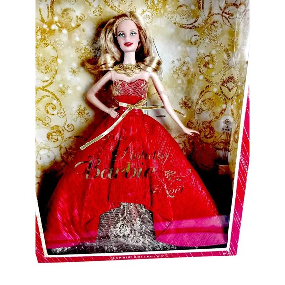 Holiday Barbie 2014 Xmas Red Ballgown 11 in Fashion Doll Blonde Hair New Sealed - Picture 4 of 5